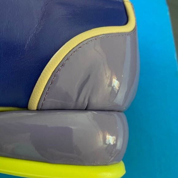 LAST Fluevog Martha Fellowship Lace Up Purple Neon Green 7.5 7 Leather Retro - Picture 11 of 15